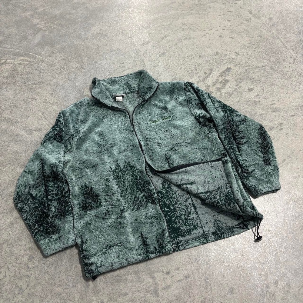 Vintage Ocean East Tree Pattern Zip-Up Sweater Men's Size Large